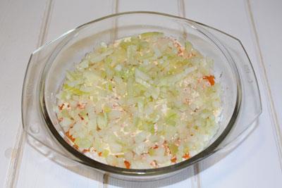 Myomosa-salade Leg uien op wortelen. ?>
