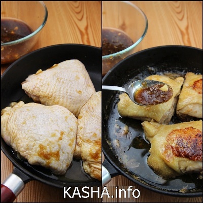 Kip in sojasaus Bak de kip aan beide kanten 15 minuten, voeg regelmatig sojasaus toe aan de kip waarin de kip is geïnfuseerd. ?>