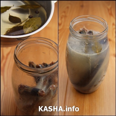 Pickled Saury Put our saury in the jar, add the marinade. <br> We close the jar with a lid and send saury in the refrigerator for 2 days. ?>