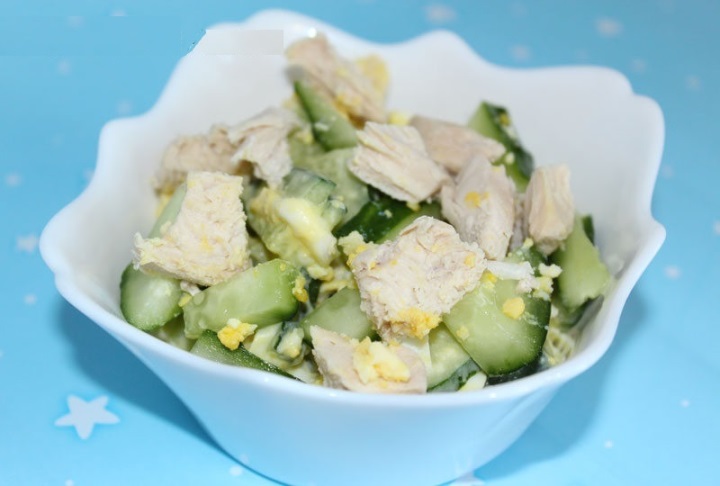 Chicken fillet and cucumber salad