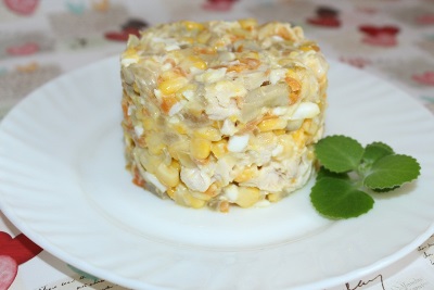 Salad with corn and mushrooms Bon Appetit.